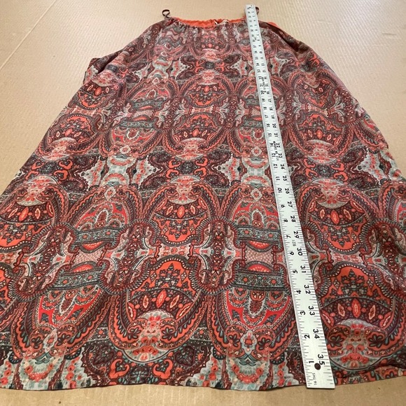 Lucky Brand Dress Women's XL Kaye Orange Blue Paisley Halter Pockets Q467 - Picture 7 of 7